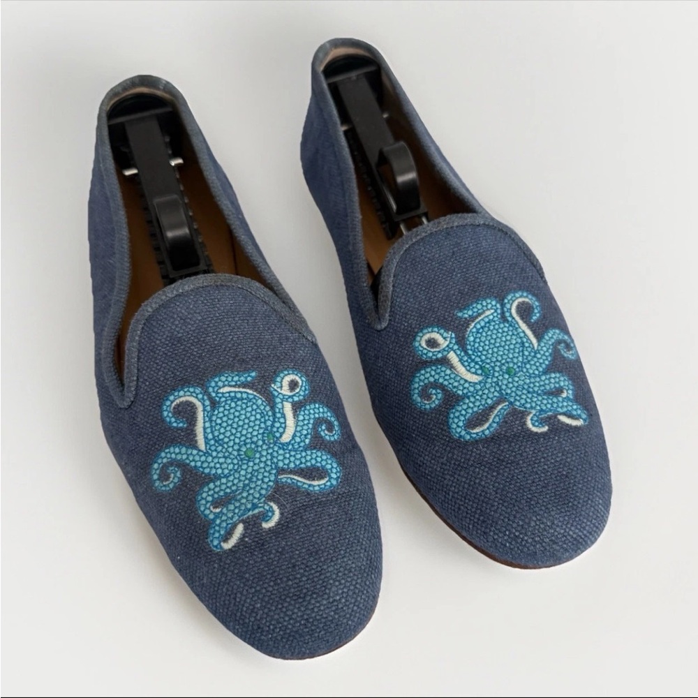 Stubbs Wooten Octopus Canvas Women’s Loafers Slippers Size 9.5 Nautical Preppy